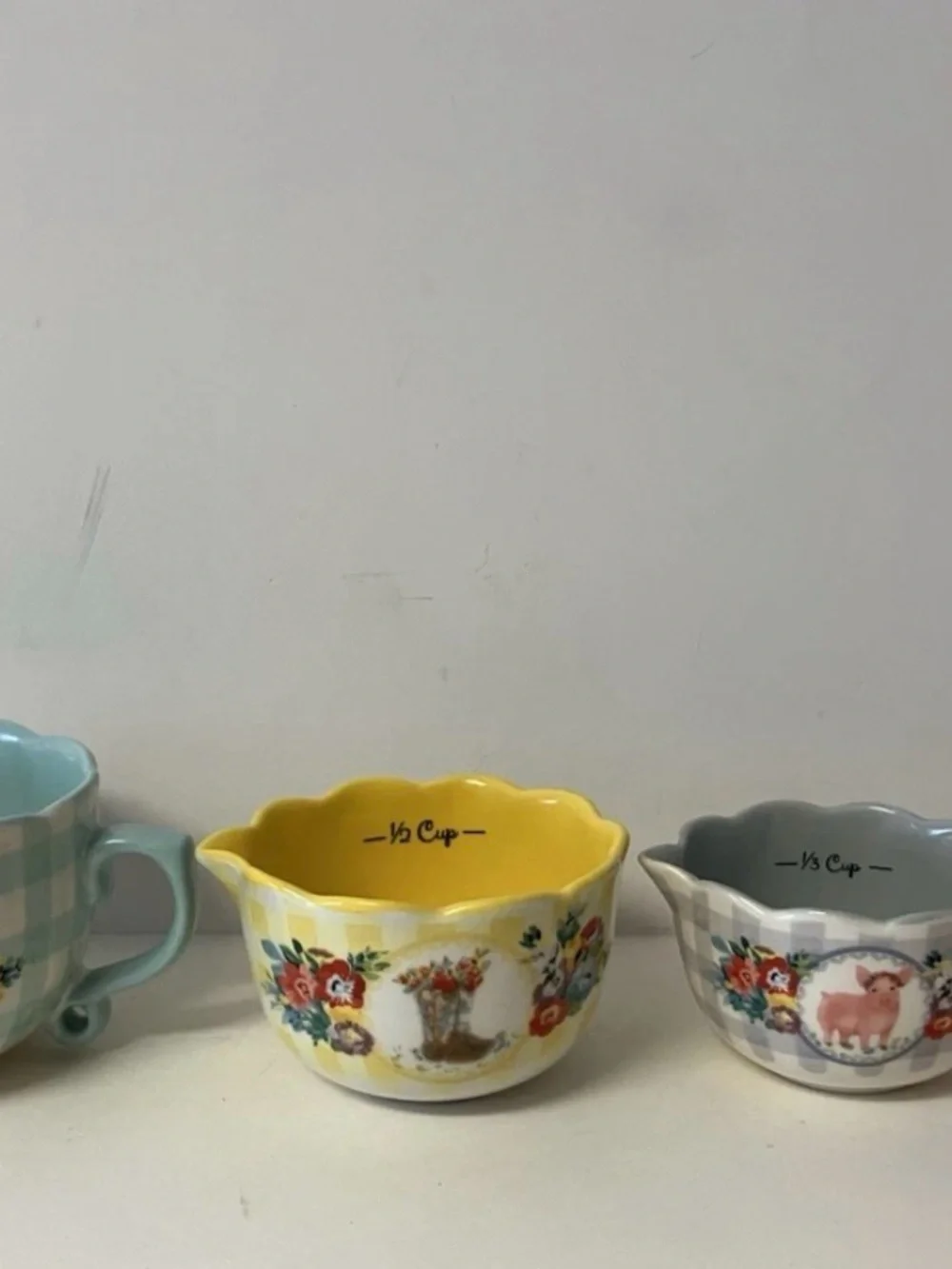 Pioneer Woman Gingham Sweet Romance Measuring Cup Set